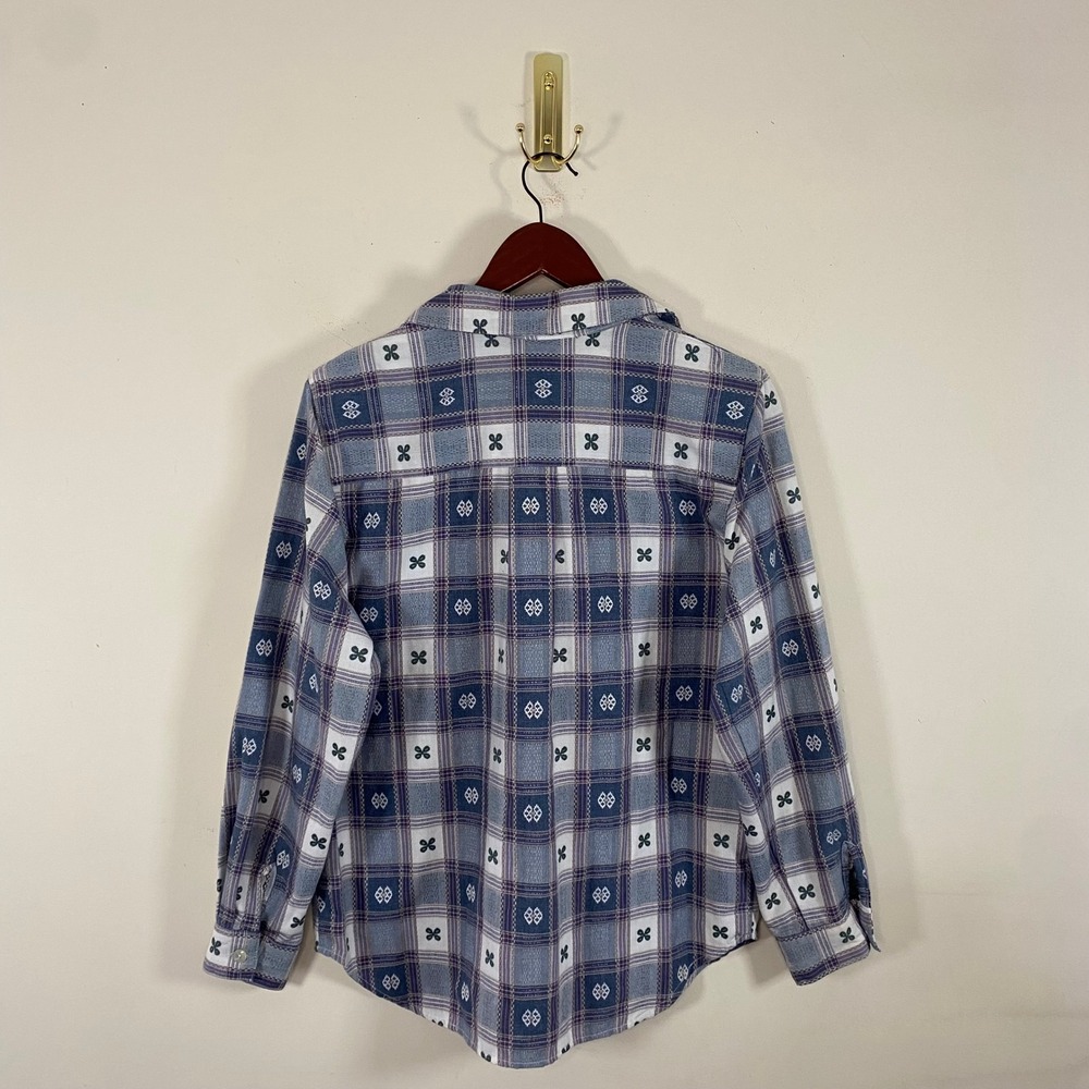 Vintage Alfred Dunner Plaid Button Up Shirt Clover Details Retro Cottagecore - Picture 5 of 7
